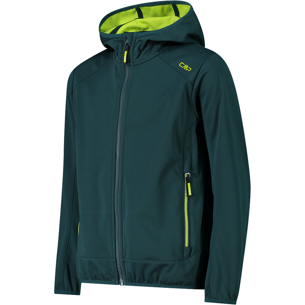 Cmp chaqueta softshell niño KID JACKET FIX HOOD VERDE vista detalle