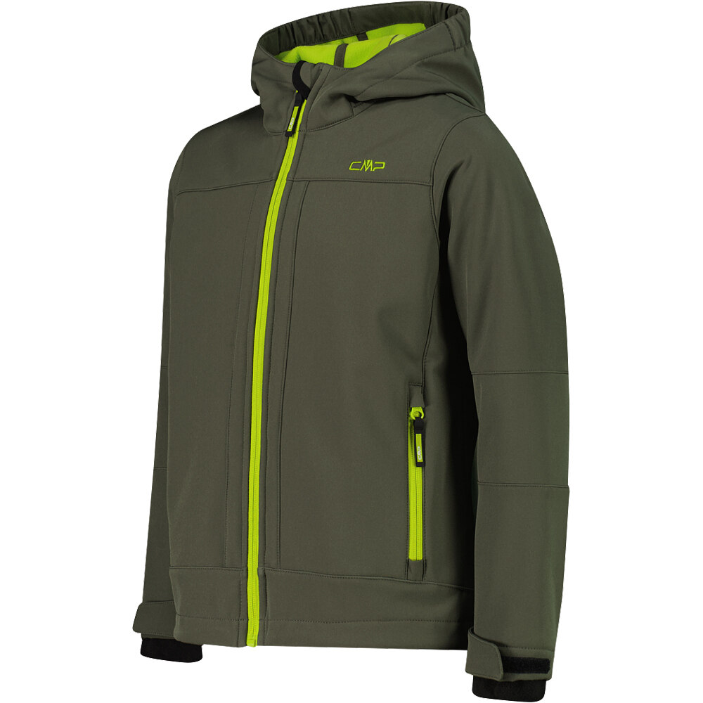 Cmp chaqueta softshell niño KID JACKET FIX HOOD VERDE vista detalle