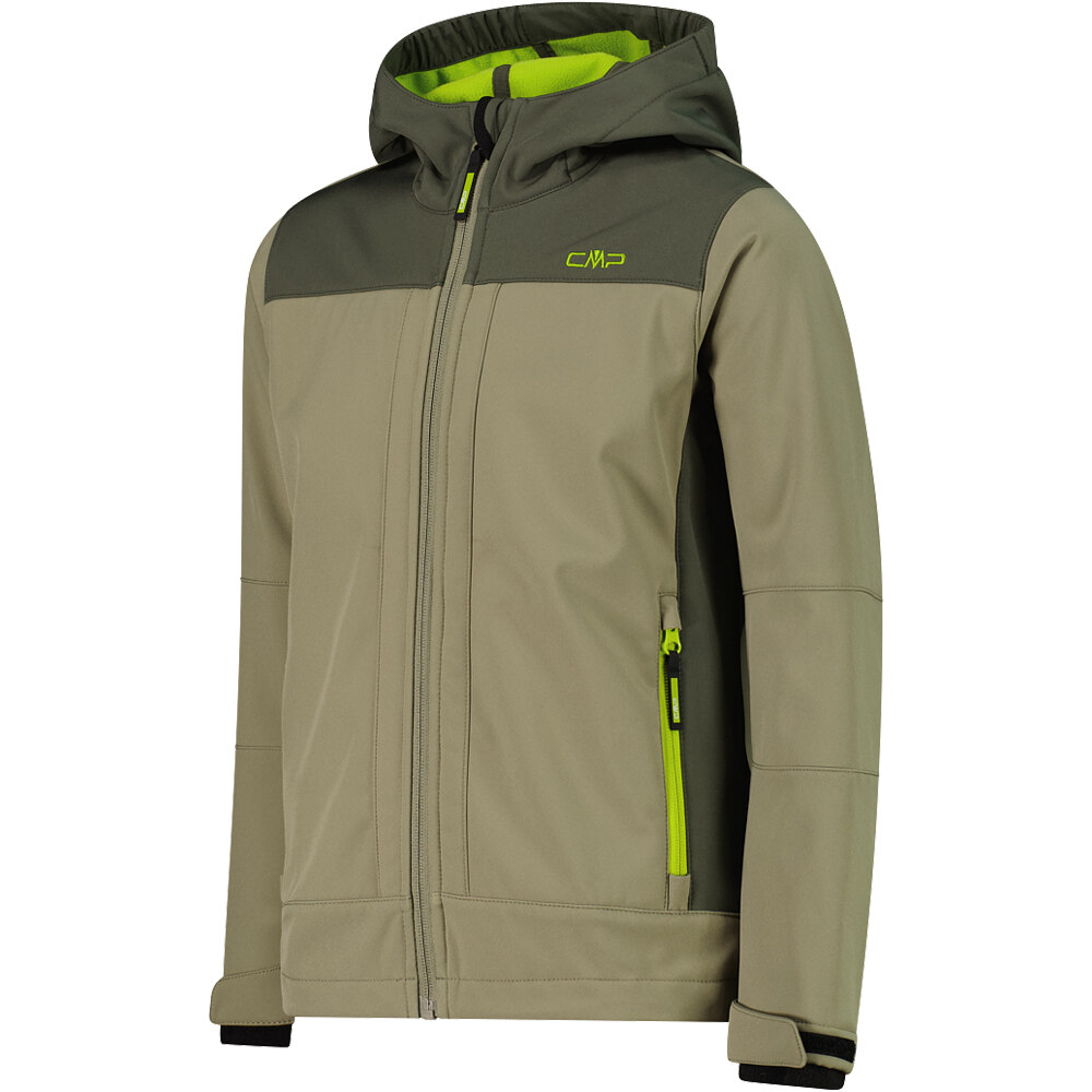 Cmp chaqueta softshell niño KID JACKET FIX HOOD VERDE vista detalle