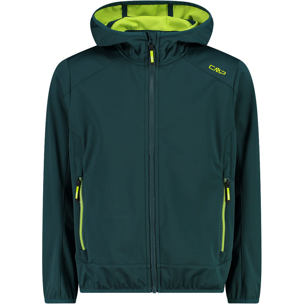 Cmp chaqueta softshell niño KID JACKET FIX HOOD VERDE vista frontal