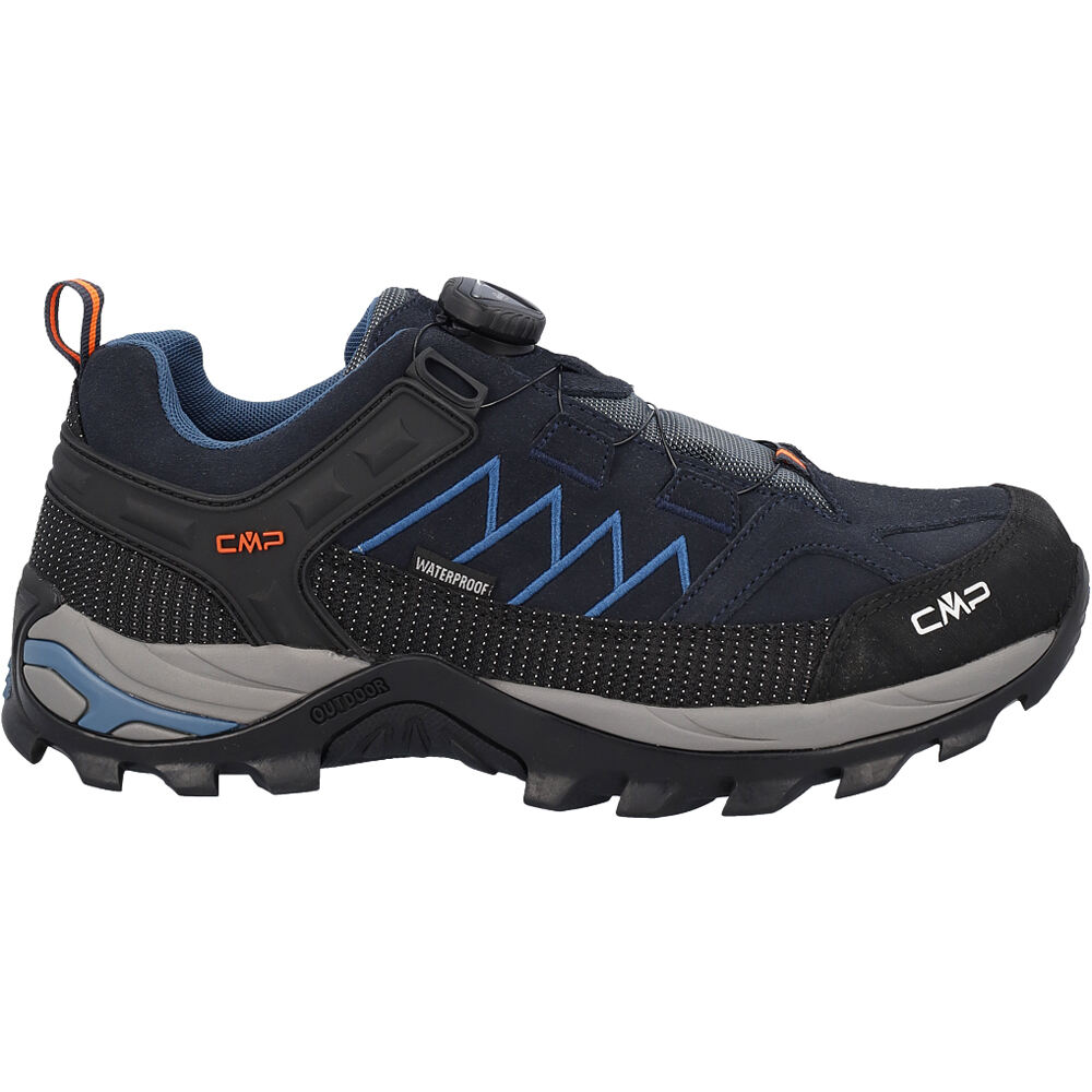 Cmp zapatilla trekking hombre RIGEL LOW WATERPROOF AZUL lateral exterior