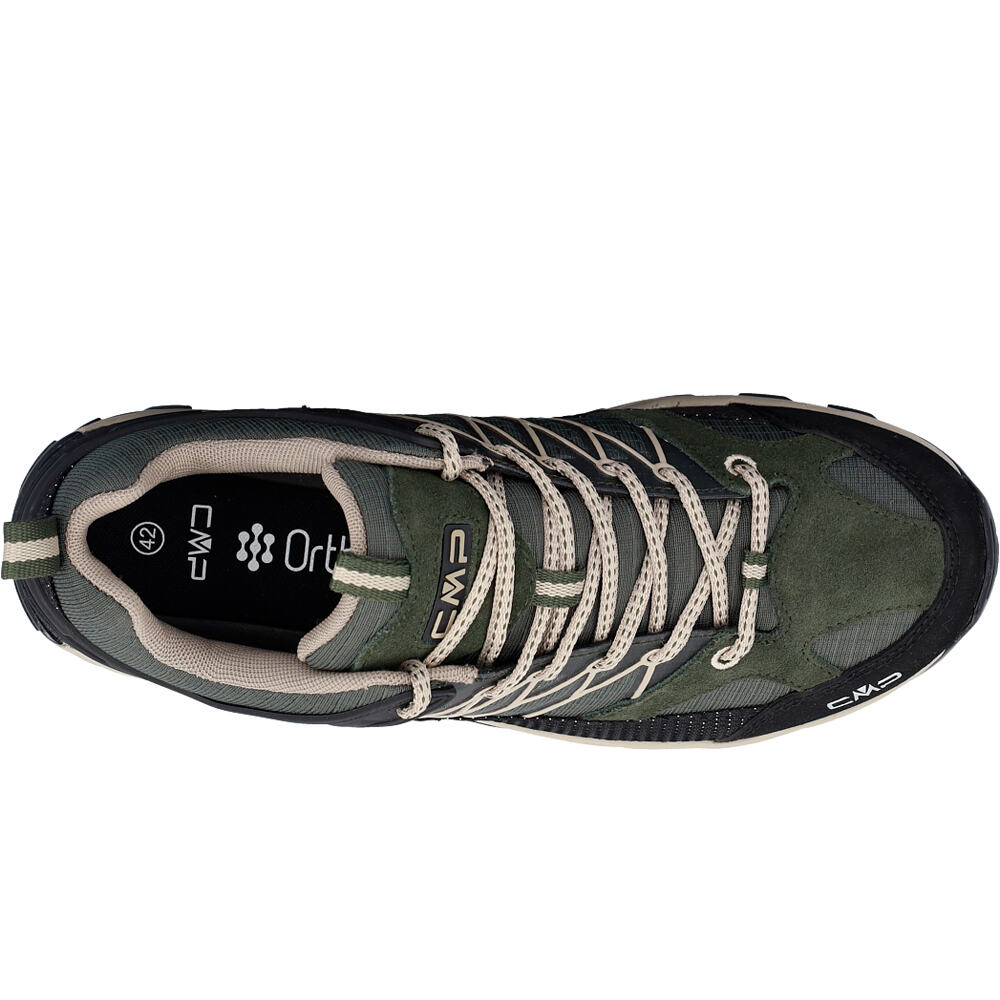 Cmp zapatilla trekking hombre RIGEL LOW WATERPROOF VERDE vista trasera