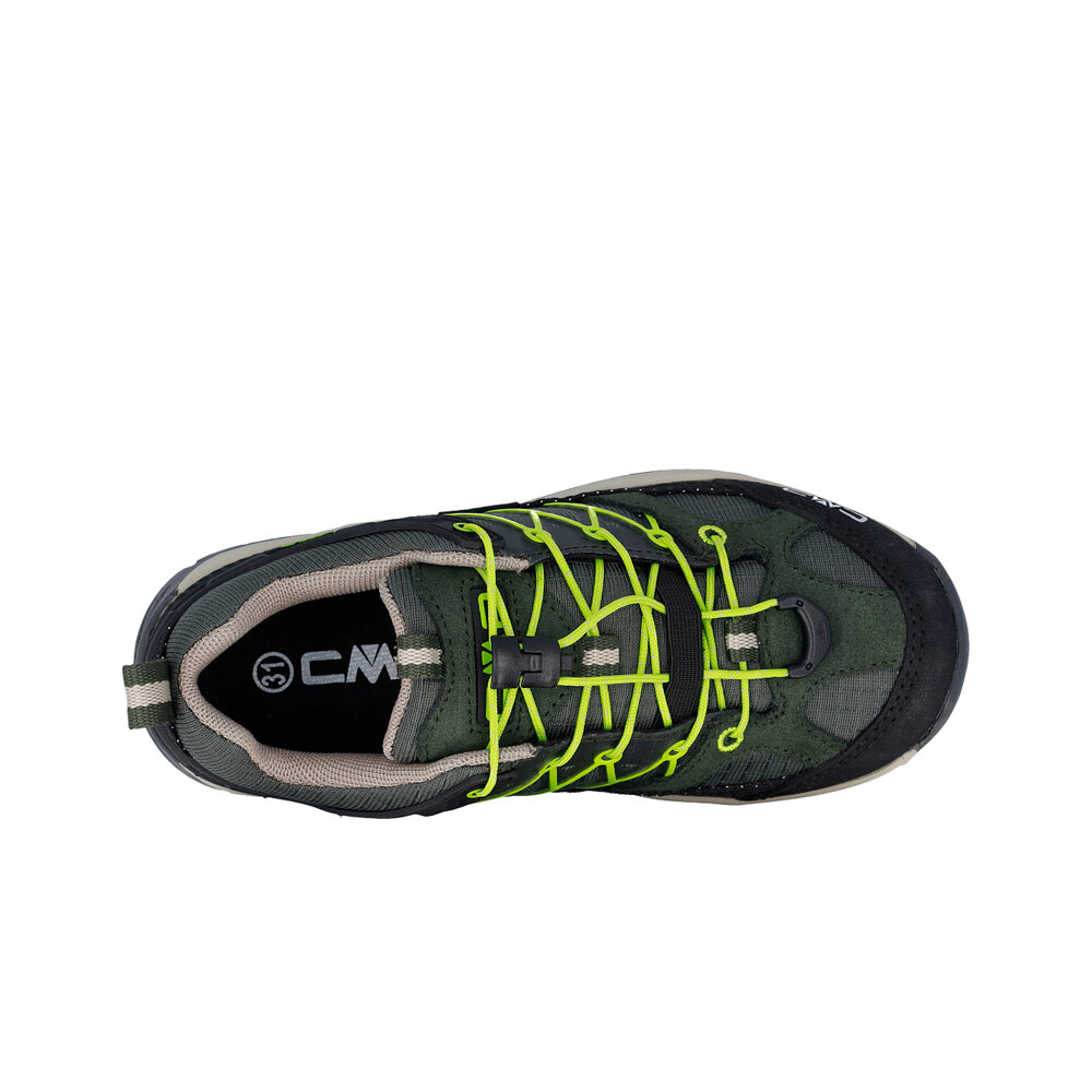 Cmp zapatilla trekking niño RIGEL LOW WATERPROOF VERDE vista trasera