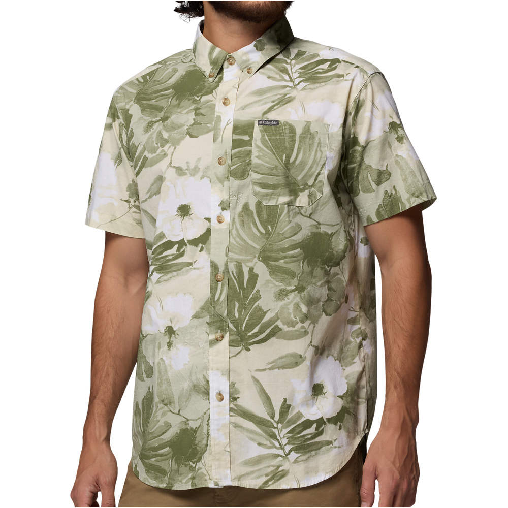 Columbia camisa montaña manga corta hombre RAPID RIVERS VERDE vista detalle