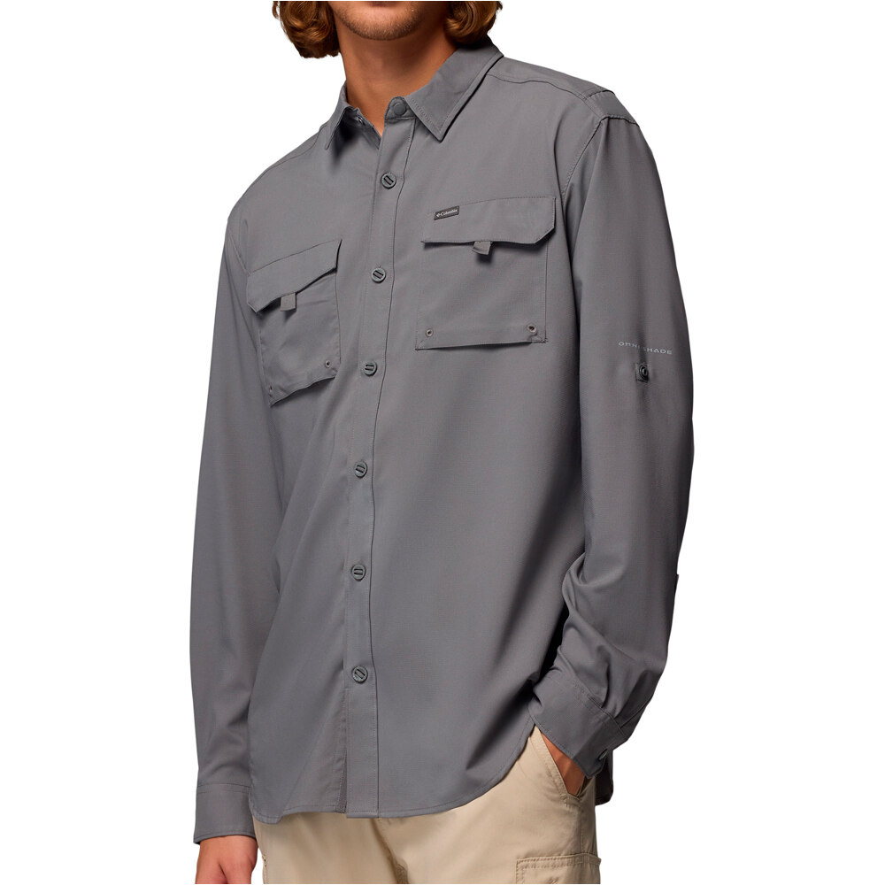 Columbia camisa montaña manga larga hombre SILVER RIDGE UTILITY II GRIS vista detalle