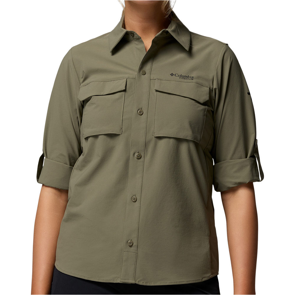 Columbia camisa montaña manga larga mujer SILVER RIDGE ELITE VERDE 03