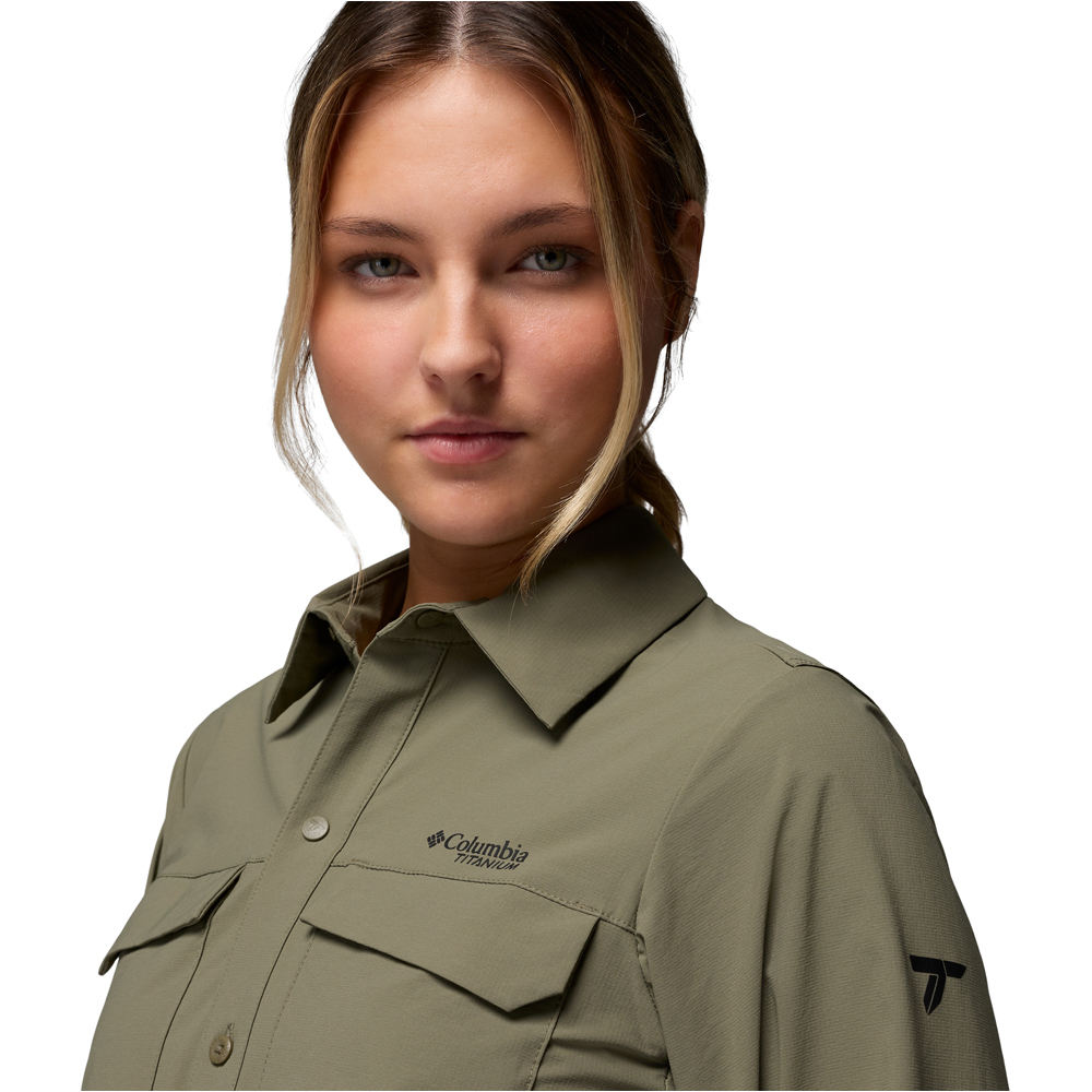 Columbia camisa montaña manga larga mujer SILVER RIDGE ELITE VERDE 04
