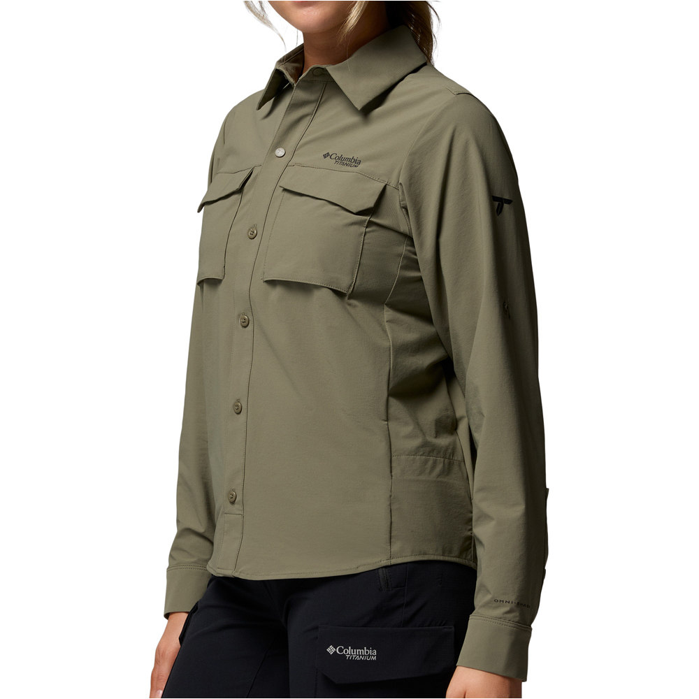 Columbia camisa montaña manga larga mujer SILVER RIDGE ELITE VERDE vista detalle