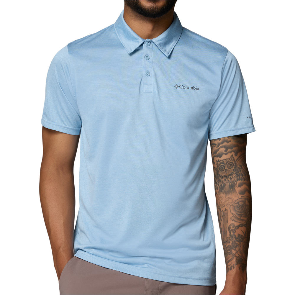 Columbia camiseta montaña manga corta hombre HIKE POLO AZUL vista frontal