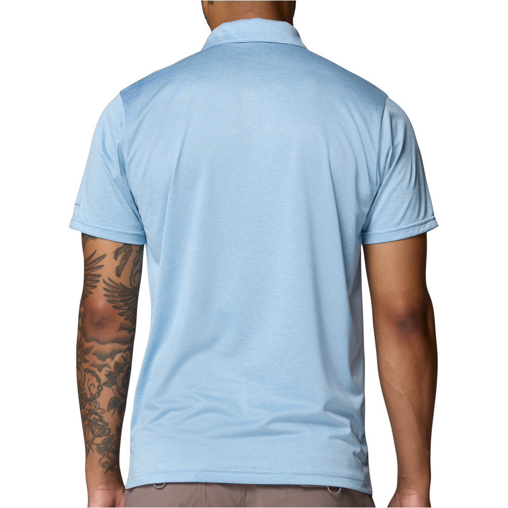Columbia camiseta montaña manga corta hombre HIKE POLO AZUL vista trasera