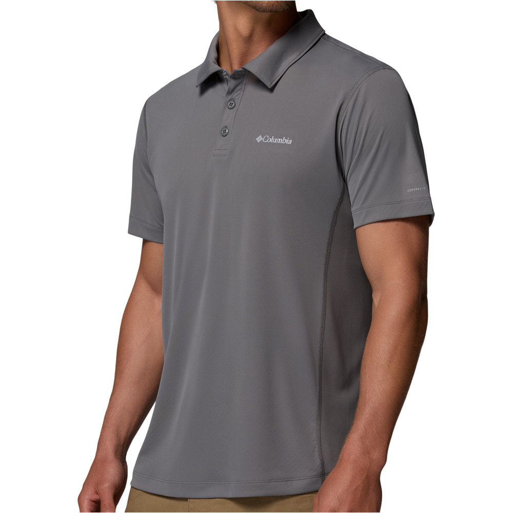 Columbia camiseta montaña manga corta hombre ZERO RULES LIGHT GRIS vista detalle