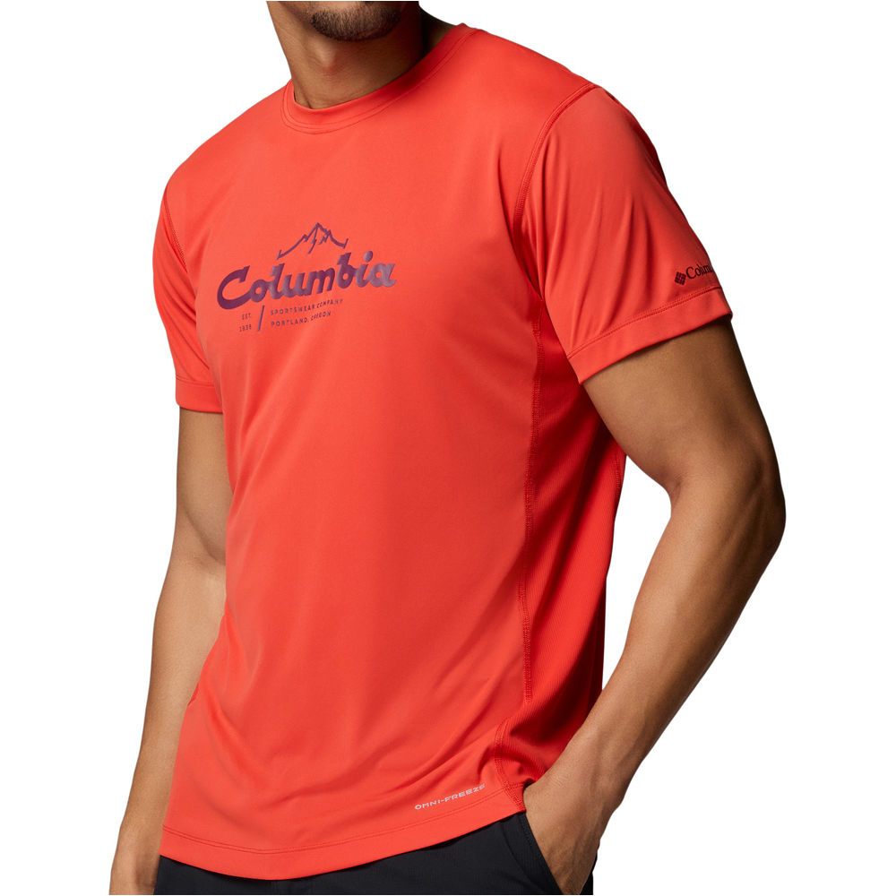 Columbia camiseta montaña manga corta hombre ZERO RULES LIGHT NARANJA vista detalle