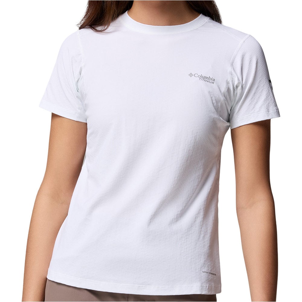Columbia camiseta montaña manga corta mujer DIAMOND PEAK PRO BLANCO vista frontal