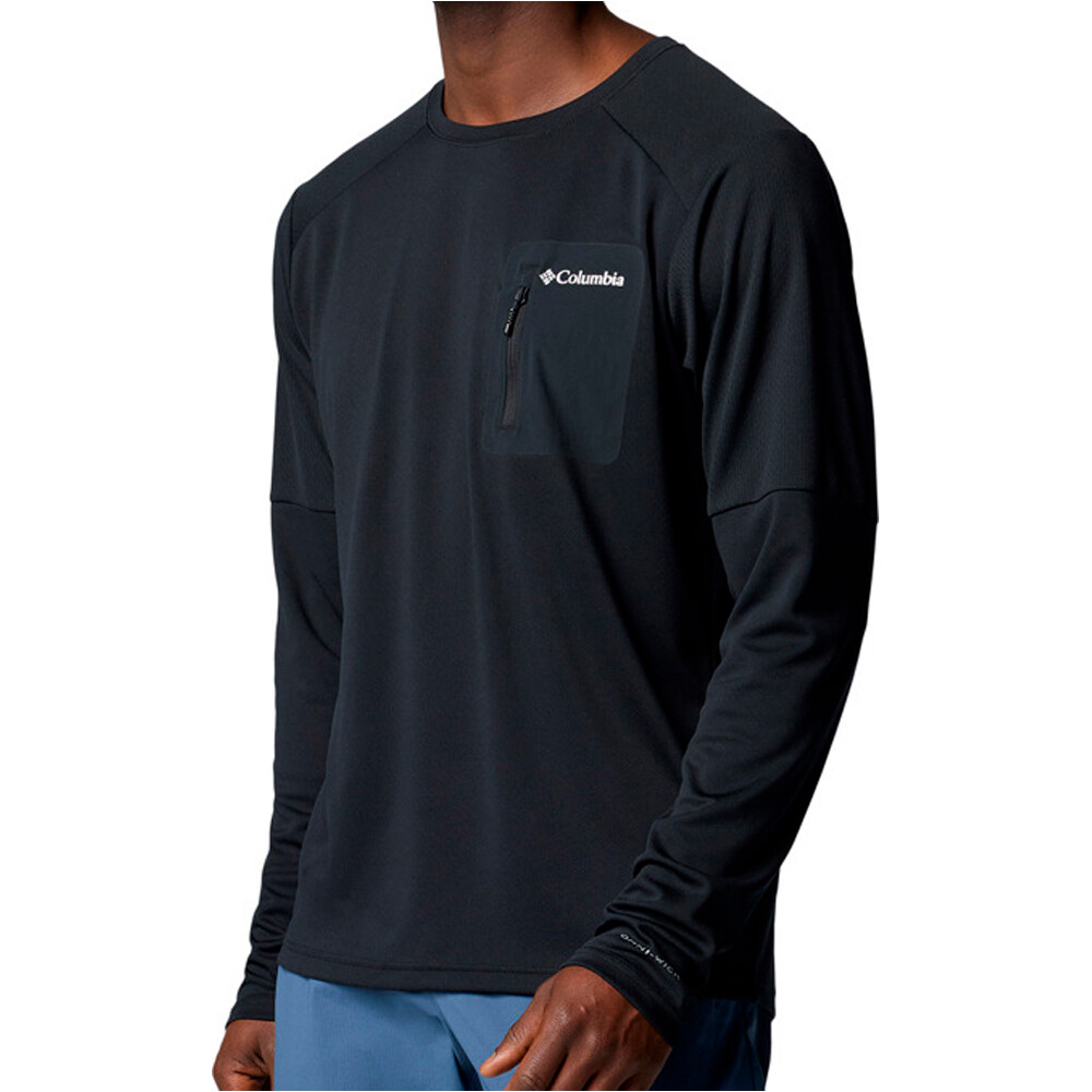 Columbia camiseta montaña manga larga hombre TECH KNIT NEGRO vista detalle