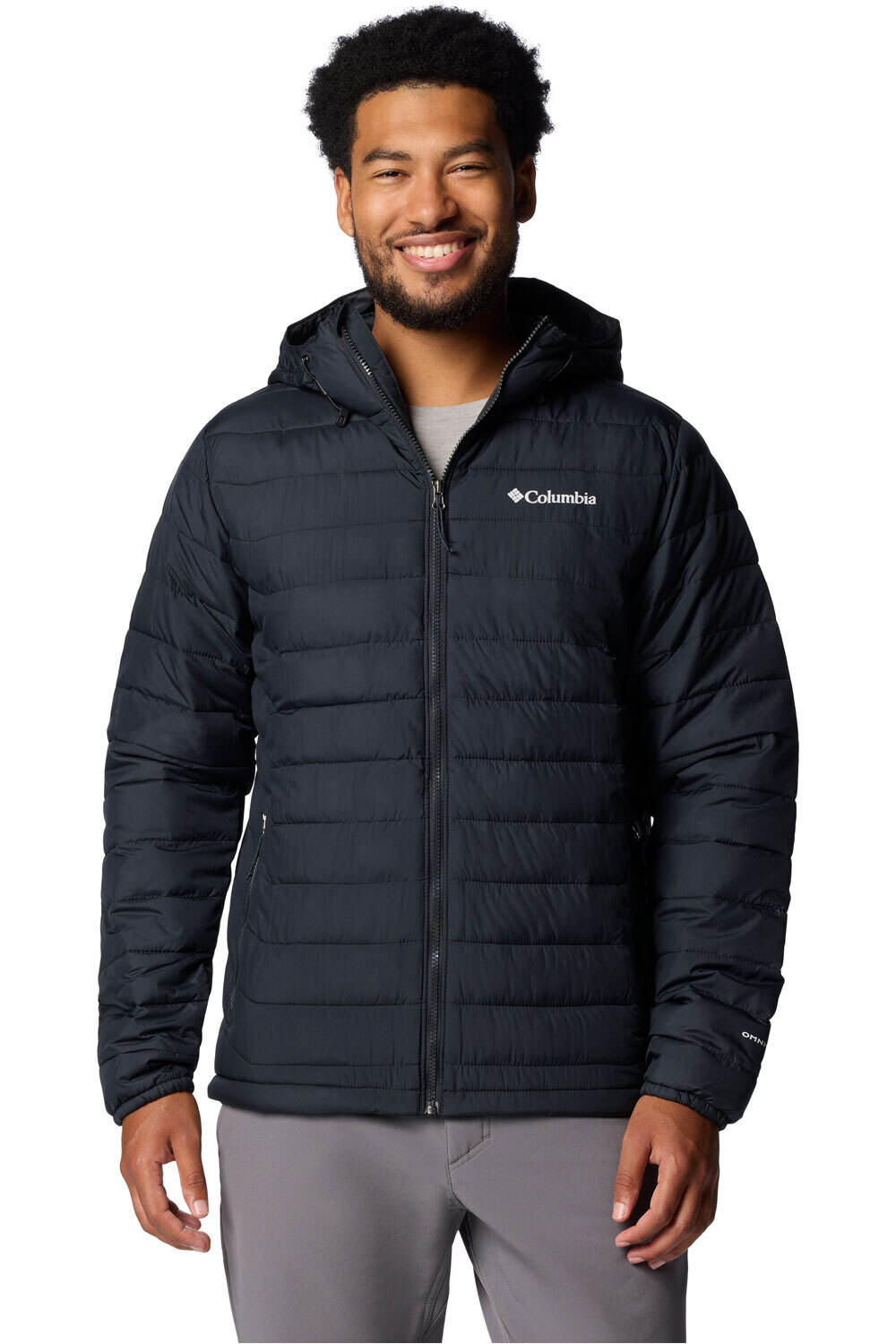 Columbia chaqueta impermeable insulada hombre POWDER LITE II NEGRO vista frontal