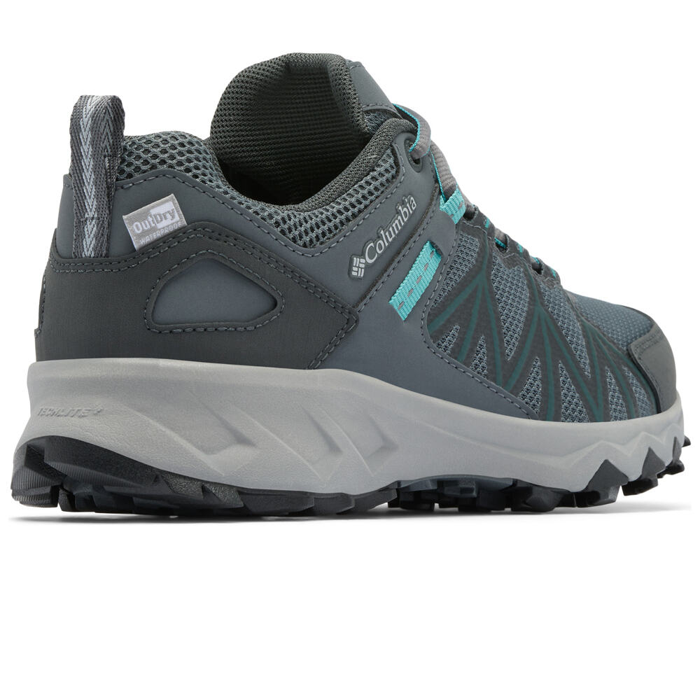 Columbia zapatilla trekking mujer PEAKFREAK II OUTDRY GRIS vista trasera
