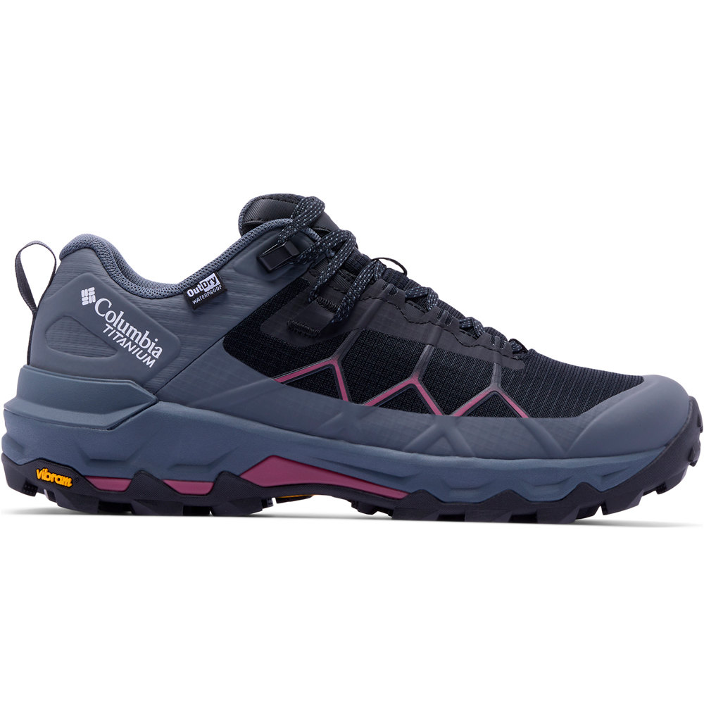 Columbia zapatilla trekking mujer PEAKFREAK TITANIUM OUTDRY NEGRO lateral exterior
