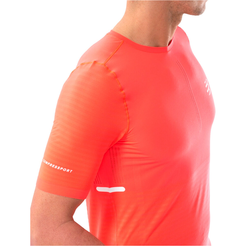 Compressport camisetas trail running manga corta hombre PRO RACING ROJO vista detalle