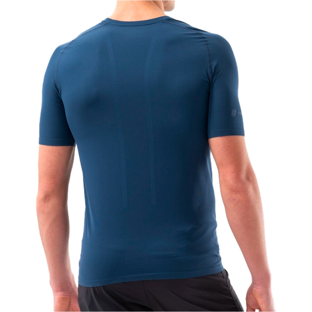 Compressport camisetas trail running manga corta hombre TRAIL RACING AZUL vista trasera