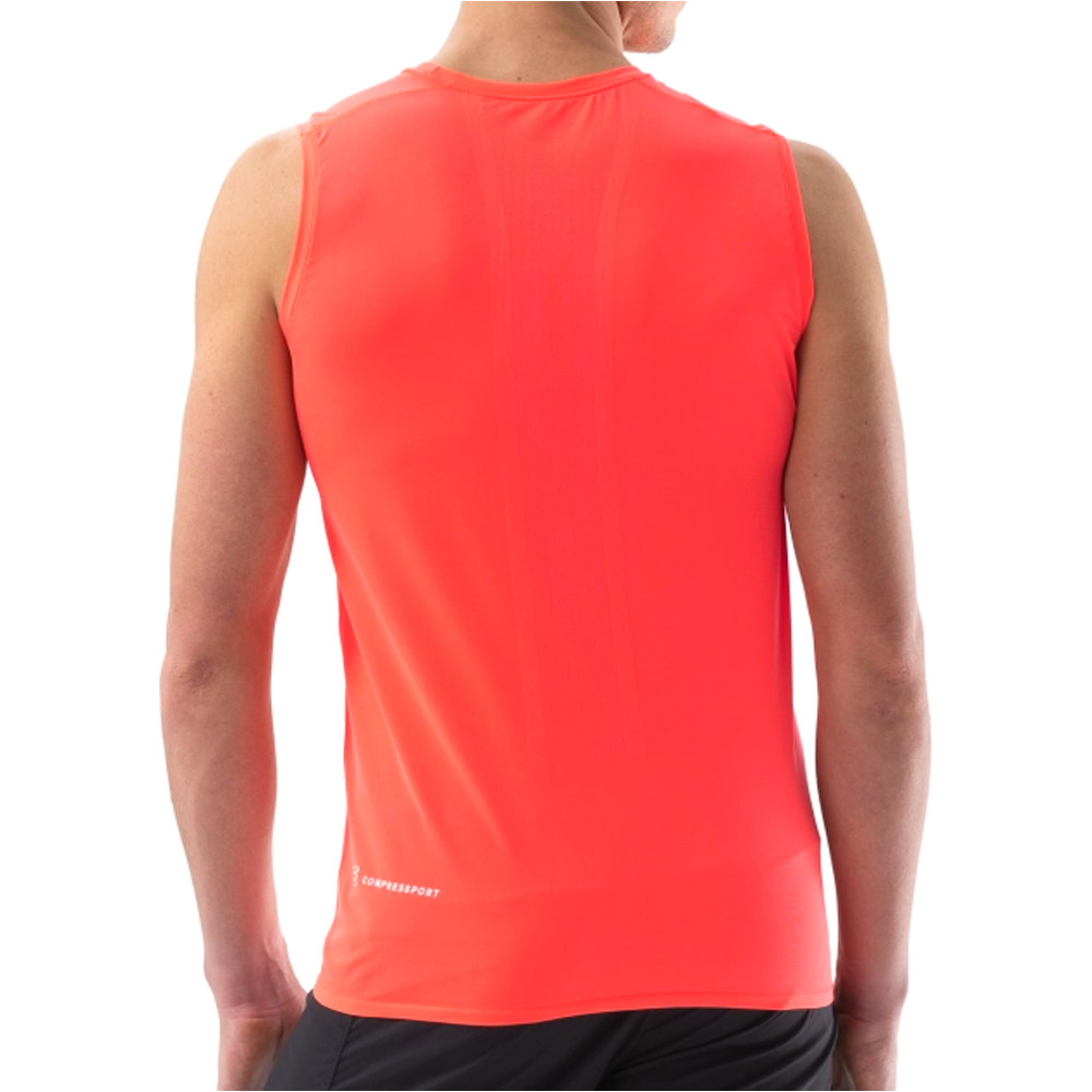 Compressport camisetas trail running tirantes hombre TRAIL RACING TANK ROJO vista trasera