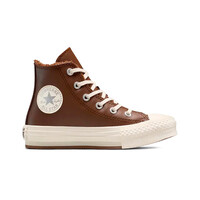 Converse zapatilla moda niño CHUCK TAYLOR ALL STAR LIFT FUZZY-LINING PLATFORM MARRON lateral exterior