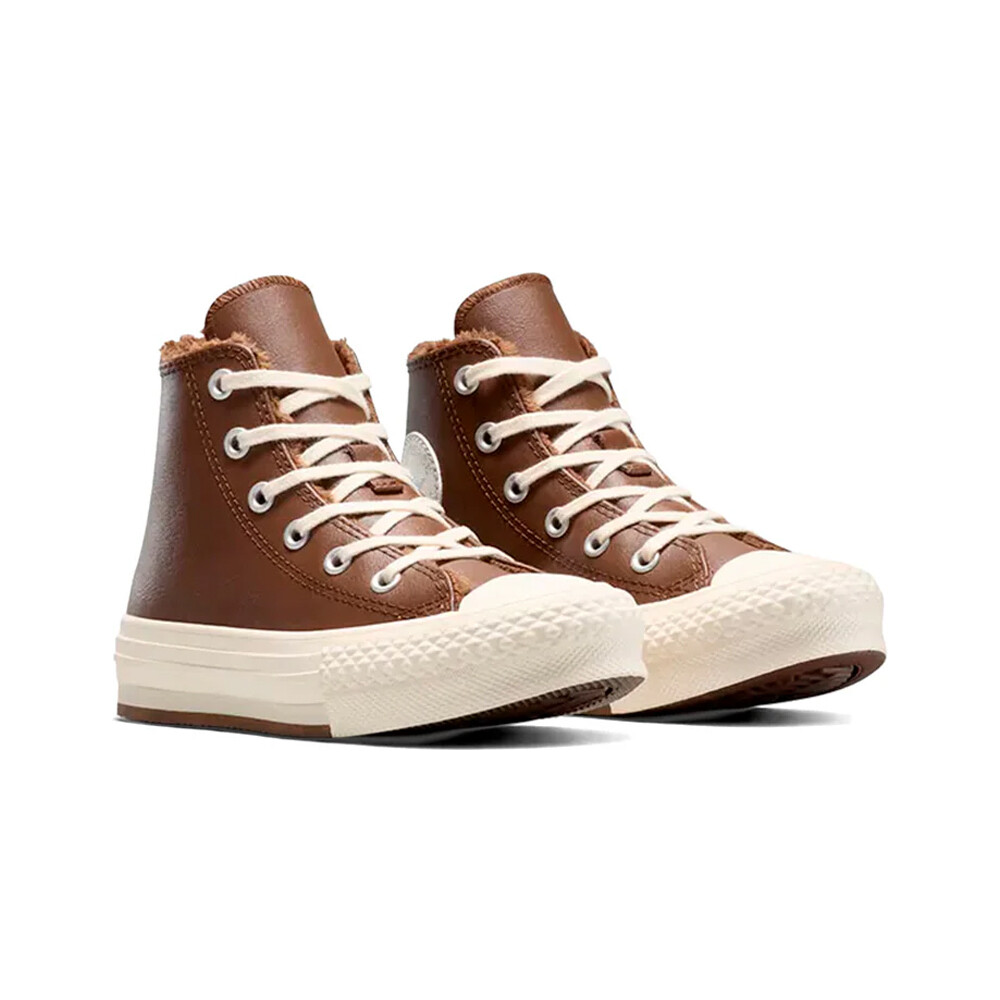 Converse zapatilla moda niño CHUCK TAYLOR ALL STAR LIFT FUZZY-LINING PLATFORM MARRON lateral interior