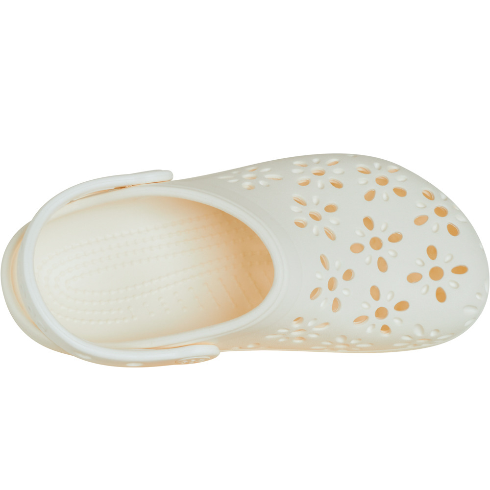 Crocs zueco mujer CLASSIC FLORAL CUT OUT CLOG MARRON vista superior