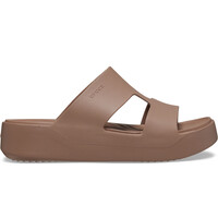 Crocs zueco mujer GETAWAY PLATFORM H-STRAP MARRON lateral exterior