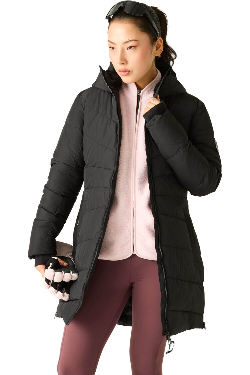 Dare2b chaqueta impermeable insulada mujer GLACIER LONG NARANJA vista detalle