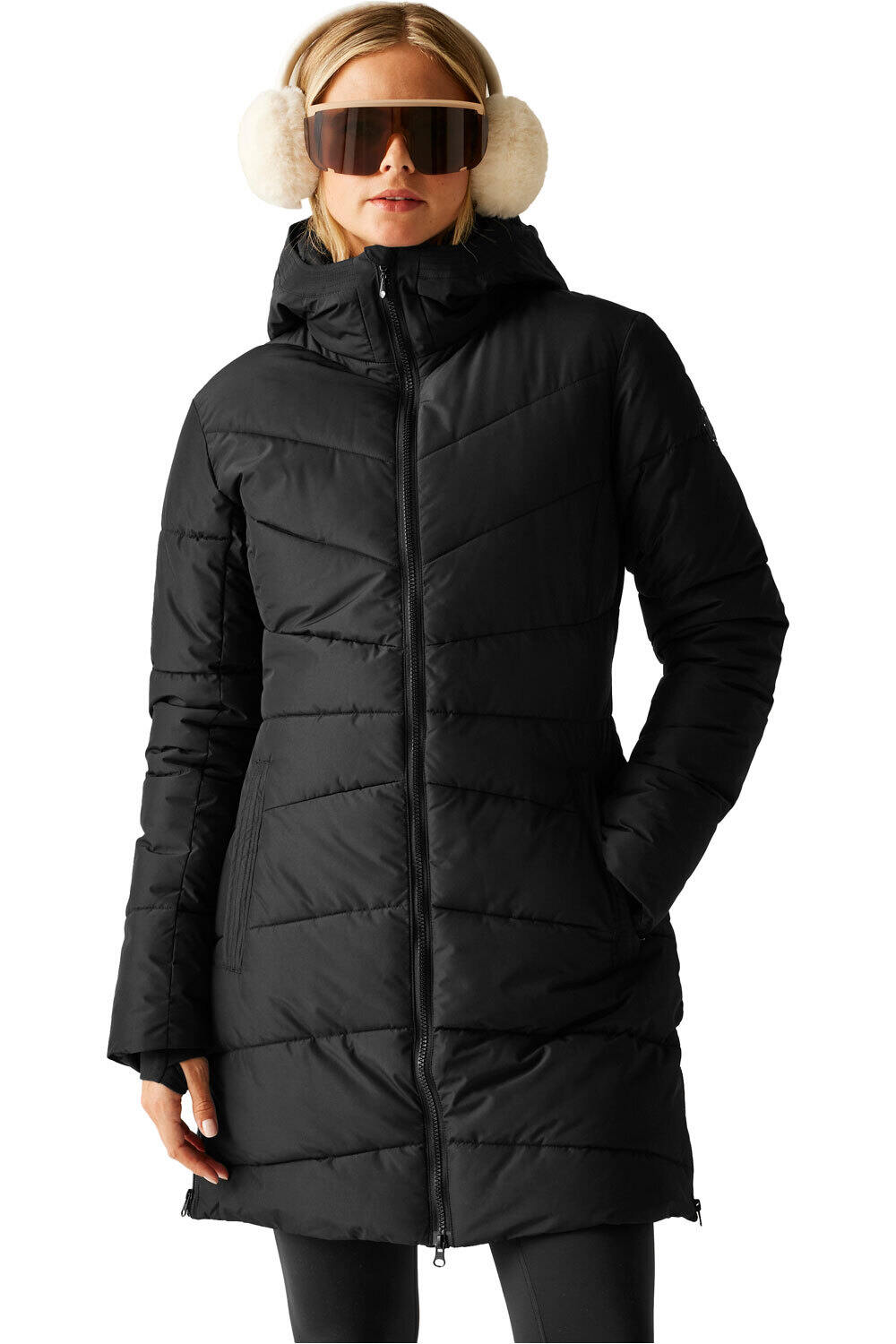 Dare2b chaqueta impermeable insulada mujer STRIKING V NEGRO vista frontal