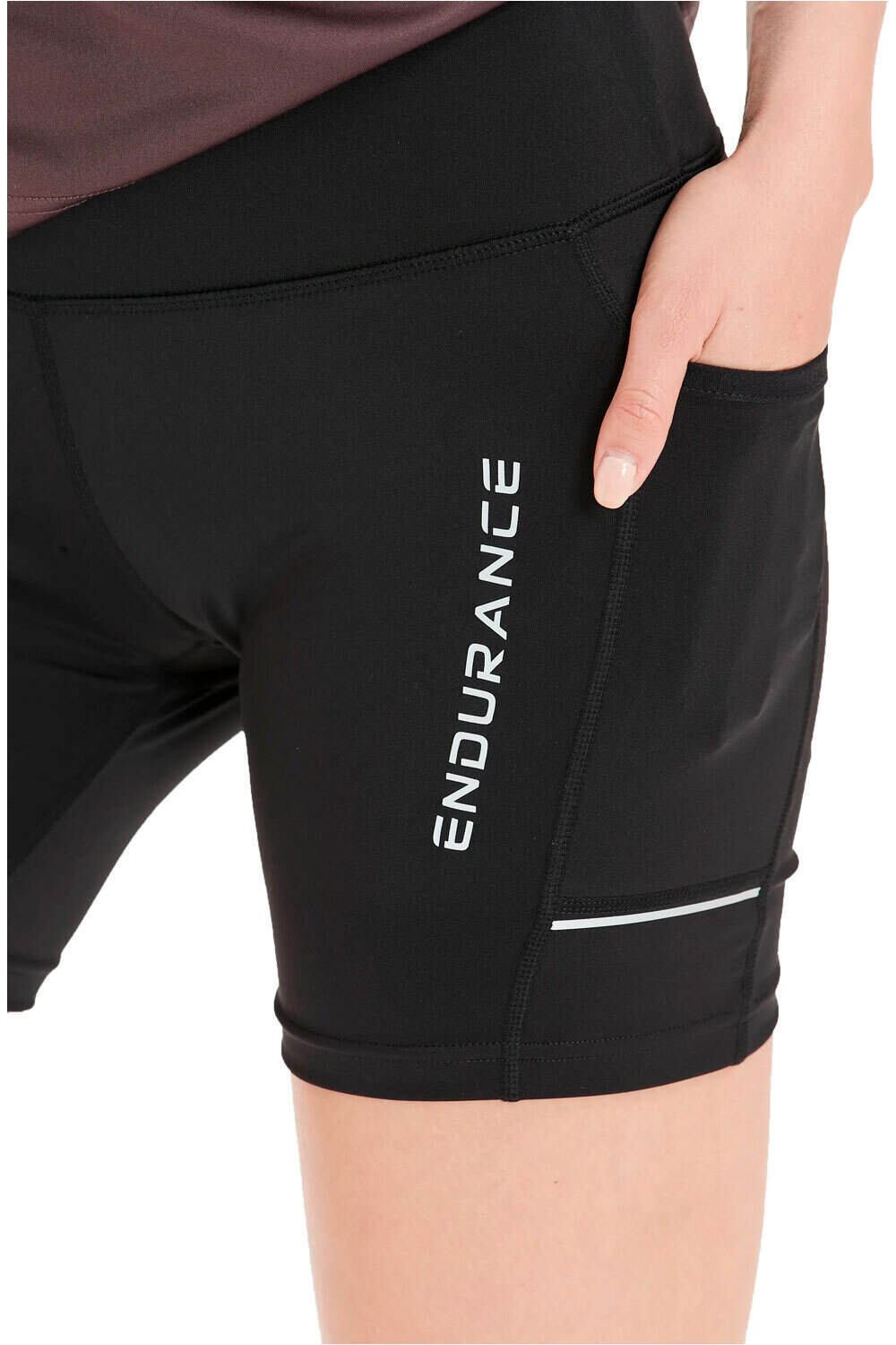 Endurance malla larga running mujer ENERGY V2 NEGRO vista detalle