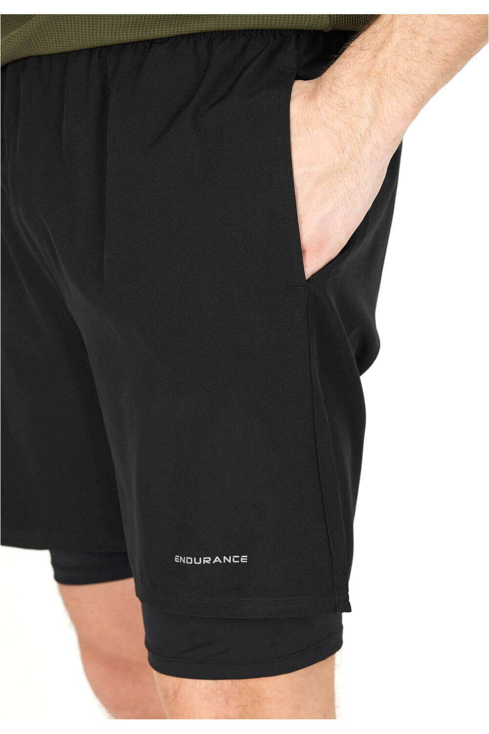 Endurance pantaloneta técnica hombre KROS 2IN1 NEGRO vista detalle