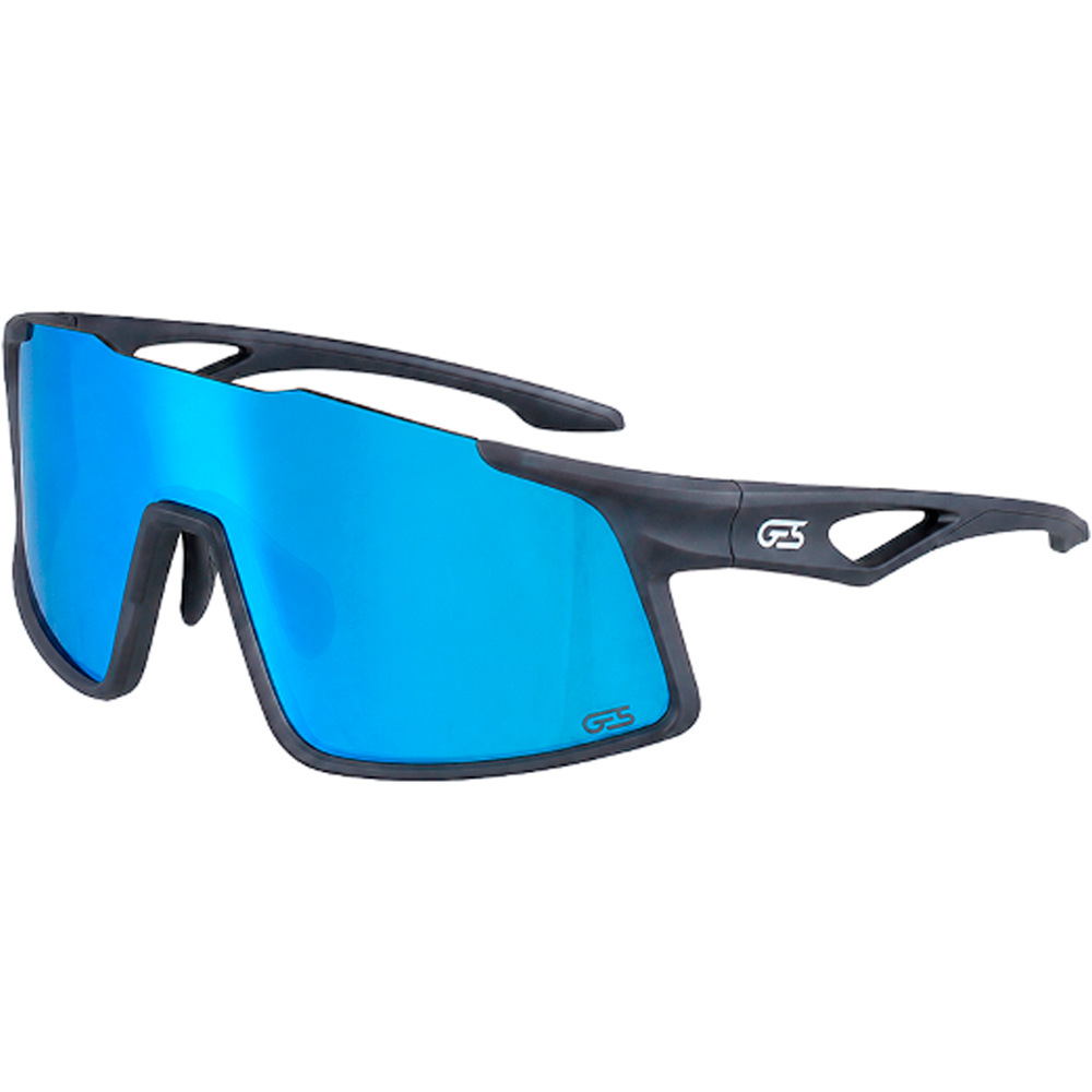 Ges gafas ciclismo AZKAR lente azul REVO GRIS vista frontal