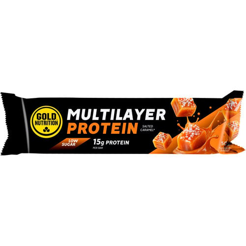 GOLD NUTRITION MULTILAYER BAR LOW SUGAR CARAMELO NEGRO SALADO - 50 G