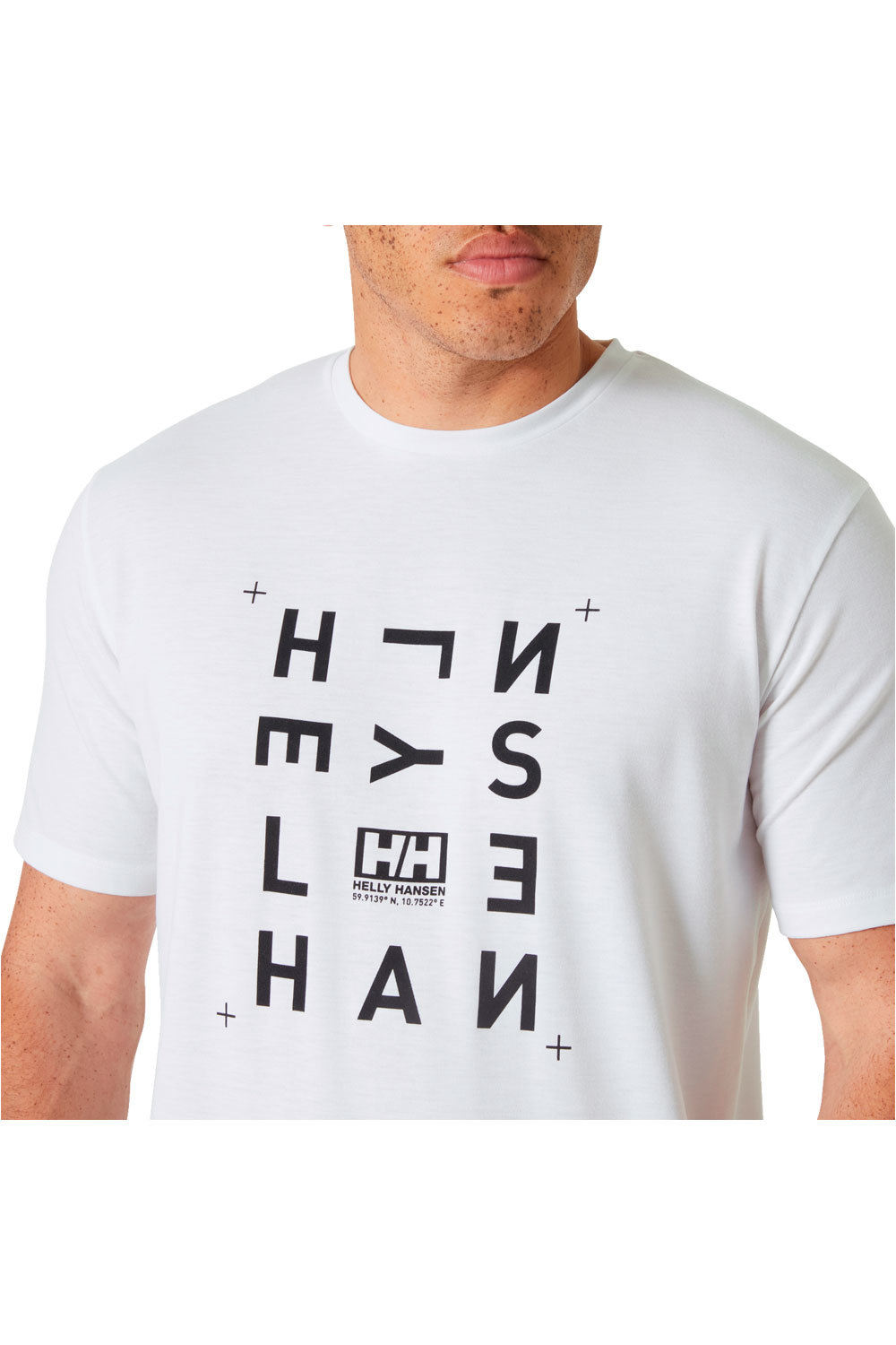 Helly Hansen camiseta montaña manga corta hombre SKOG GRAPHIC BLANCO vista detalle