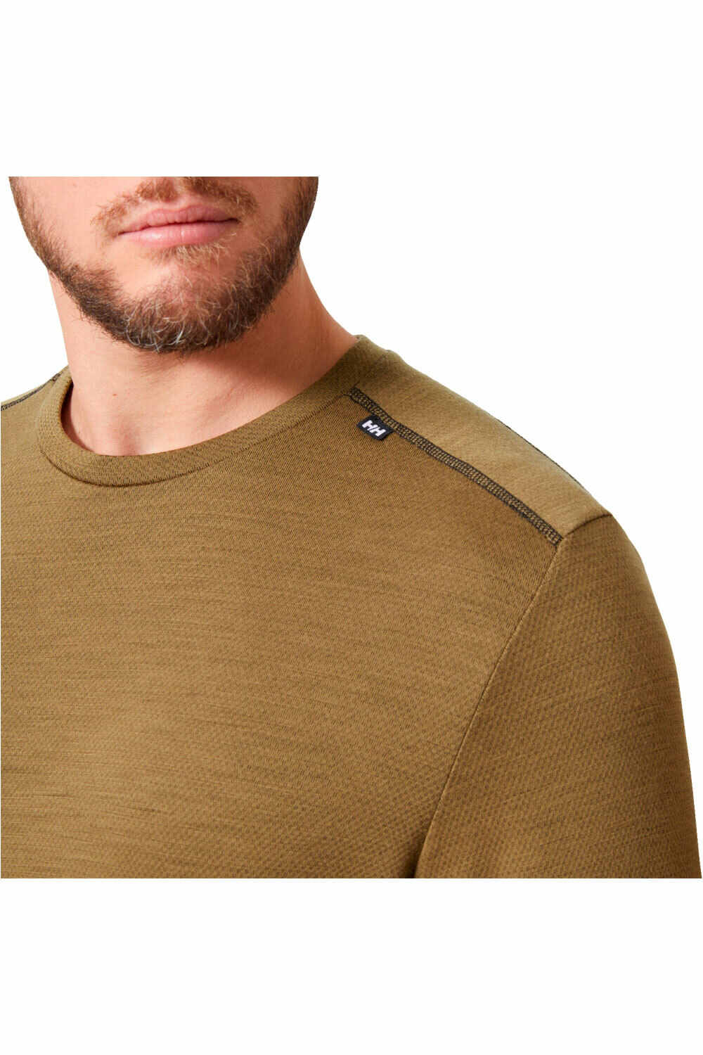 Helly Hansen camiseta térmica manga larga hombre LIFA MERINO MIDWEIGHT MARRON vista detalle
