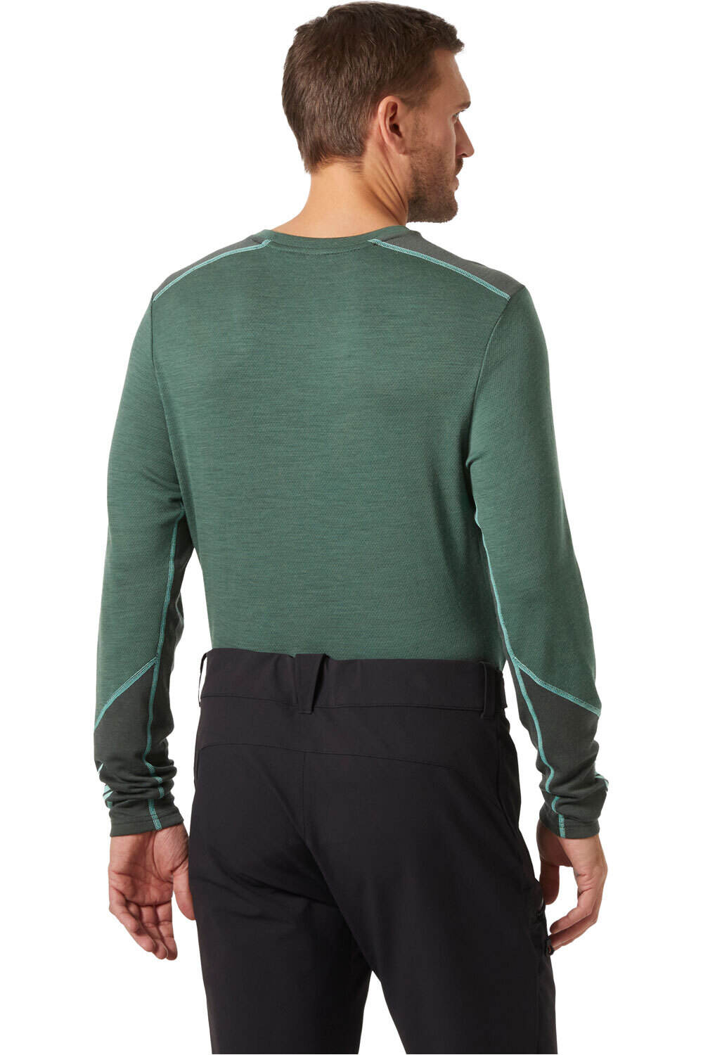 Helly Hansen camiseta térmica manga larga hombre LIFA MERINO MIDWEIGHT VERDE vista trasera