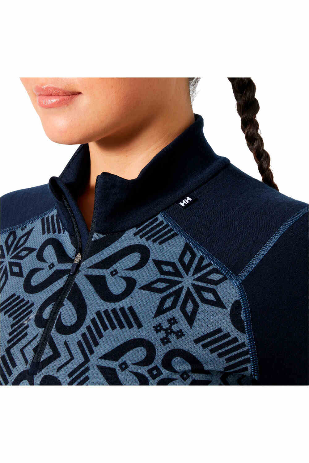 Helly Hansen camiseta térmica manga larga mujer LIFA MERINO MIDWEIGHT GRA AZUL vista detalle