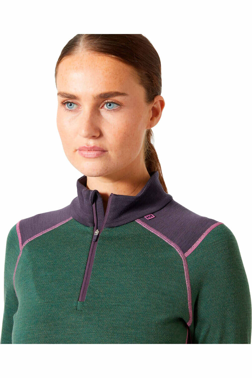 Helly Hansen camiseta térmica manga larga mujer LIFA MERINO MIDWEIGHT VERDE vista detalle