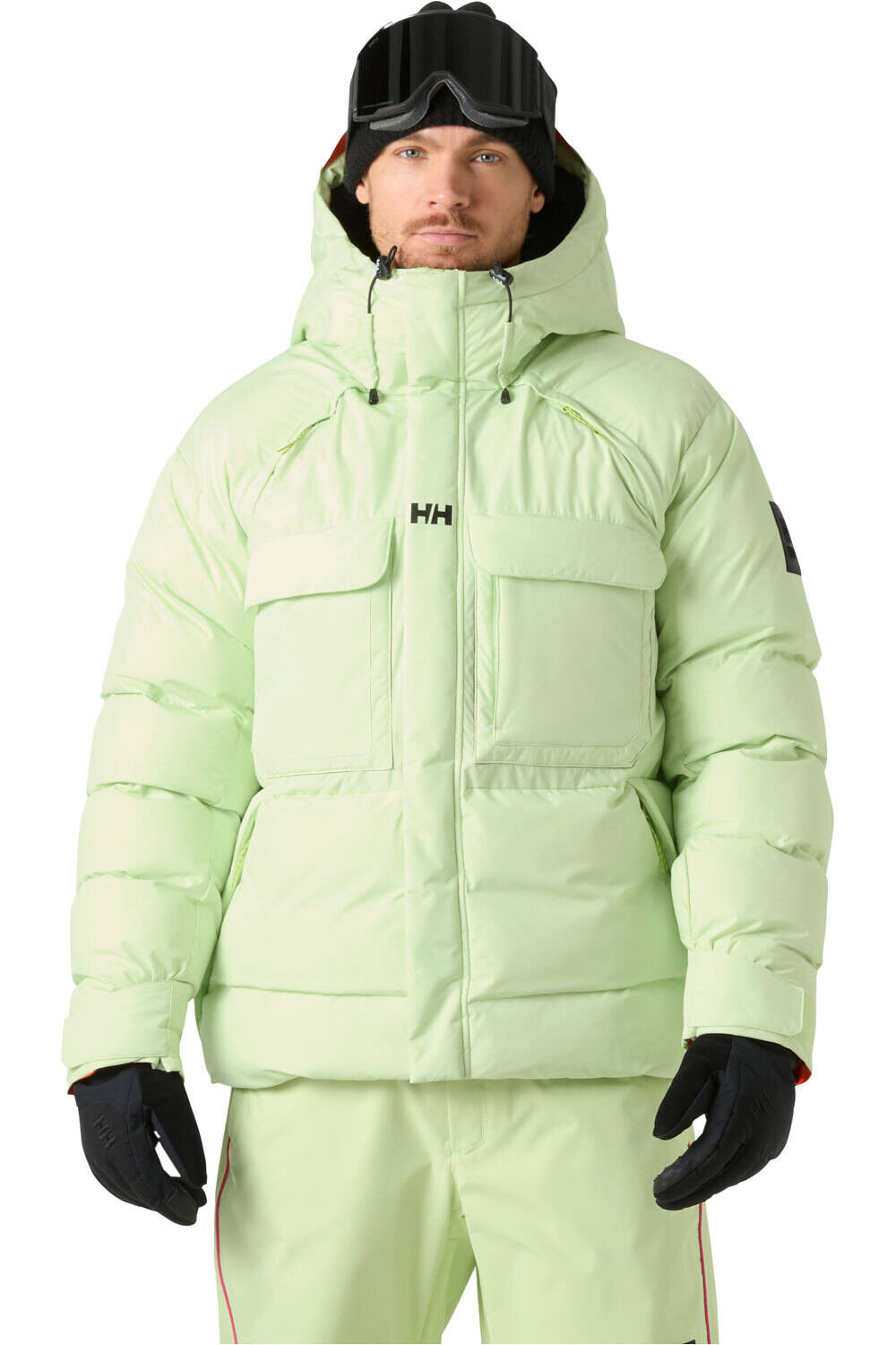 Helly Hansen chaqueta esquí hombre ULLR D MEGAHERTZ PUFFY JACKET VERDE vista frontal