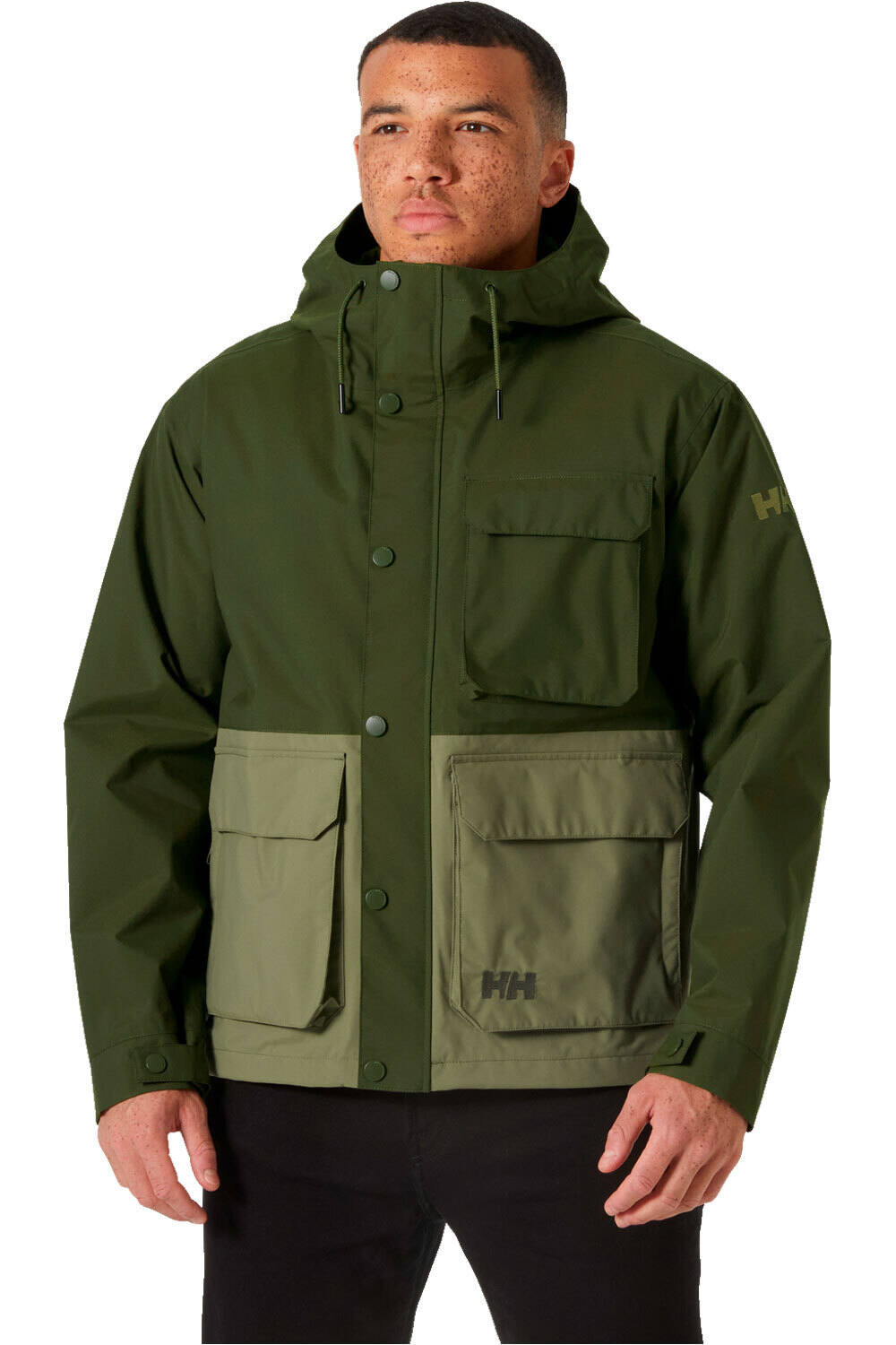 Helly Hansen chaqueta impermeable hombre ESCAPE UTILITY RAIN VERDE vista frontal