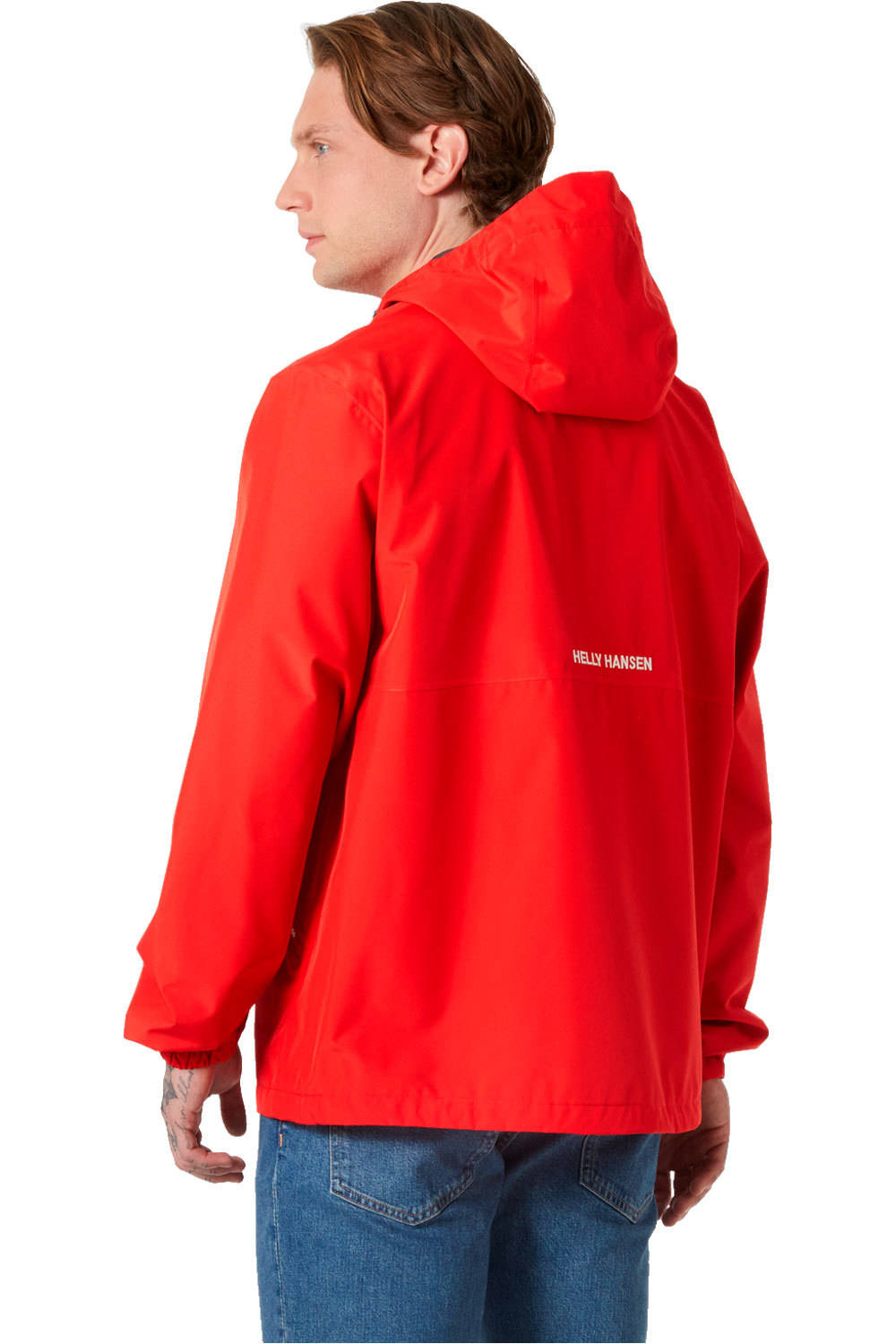 Helly Hansen chaqueta impermeable hombre SANDOY RAIN ROJO vista trasera