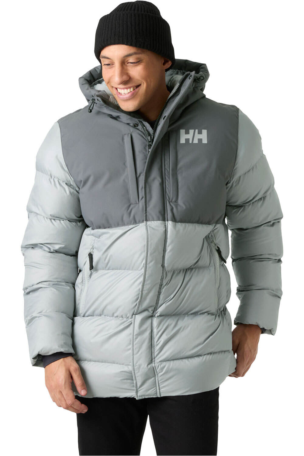 Helly Hansen chaqueta impermeable insulada hombre ACTIVE PUFFY LONG JACKET GRIS vista frontal