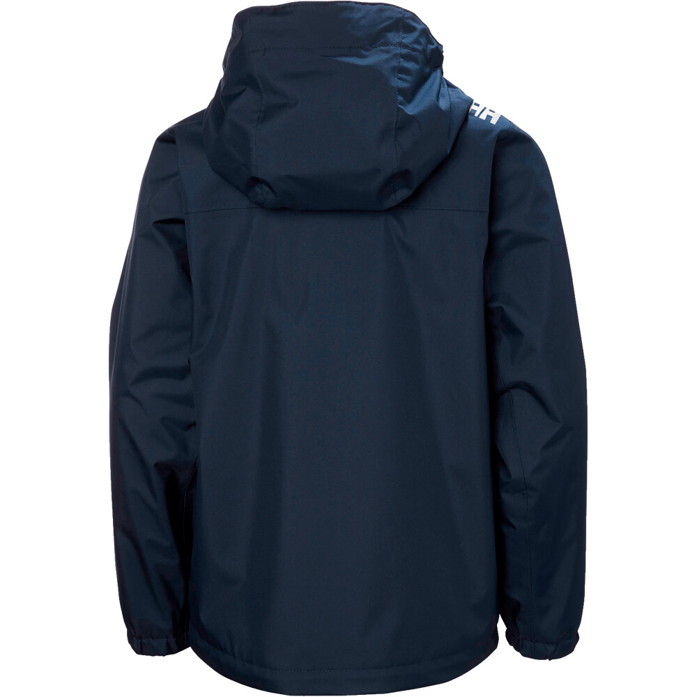 Helly Hansen chaqueta impermeable niño CREW AZUL vista trasera