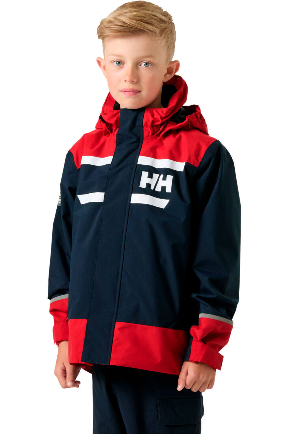 Helly Hansen chaqueta impermeable niño SALT PORT 2.0 AZUL vista frontal