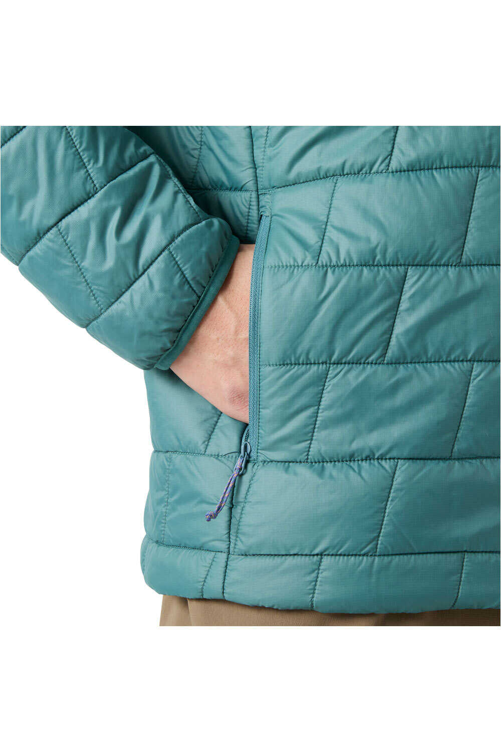 Helly Hansen chaqueta outdoor hombre LIFALOFT HOODED INSULATOR VERDE vista detalle