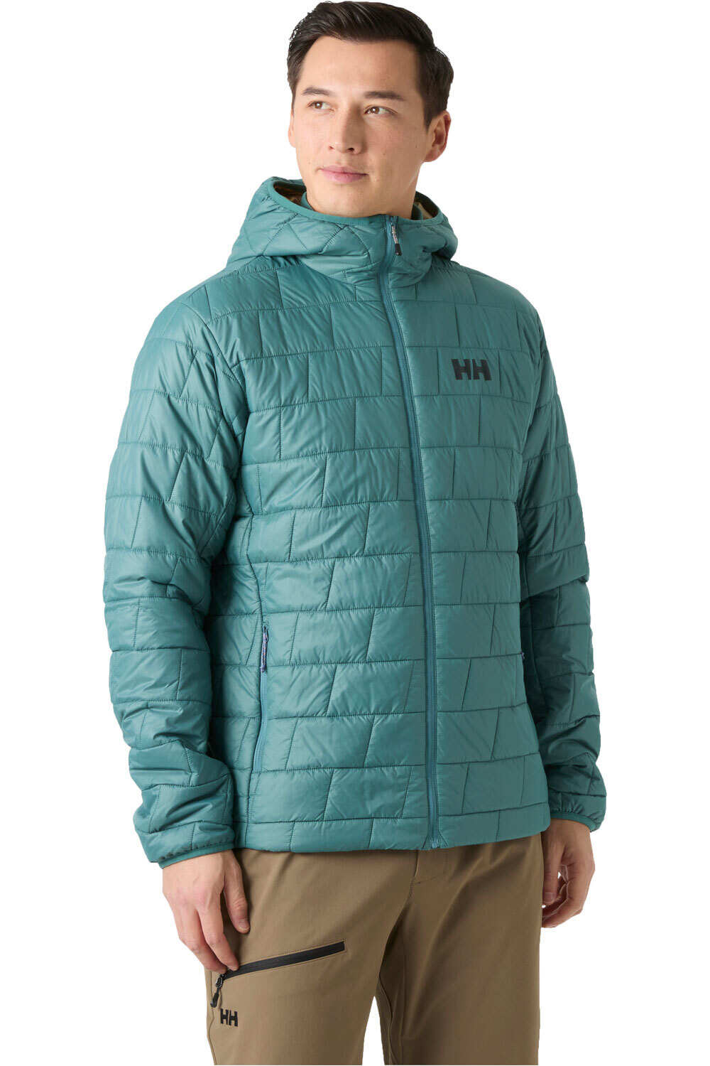 Helly Hansen chaqueta outdoor hombre LIFALOFT HOODED INSULATOR VERDE vista frontal