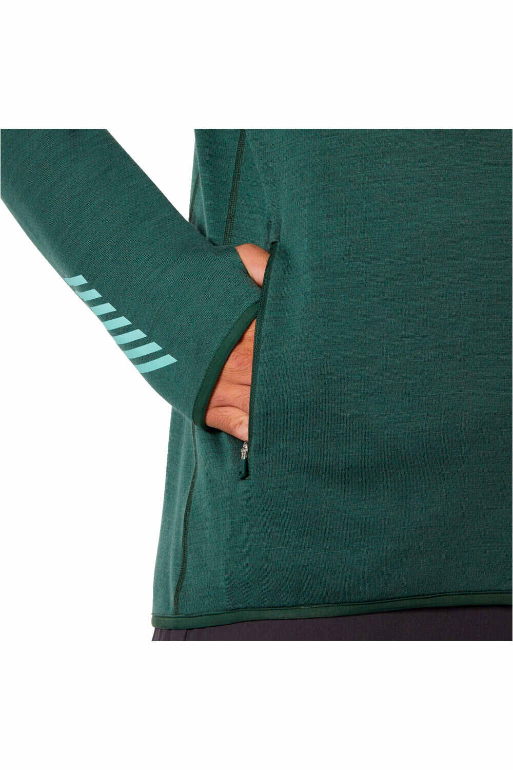 Helly Hansen forro polar hombre LIFA MERINO MIDLAYER VERDE vista detalle