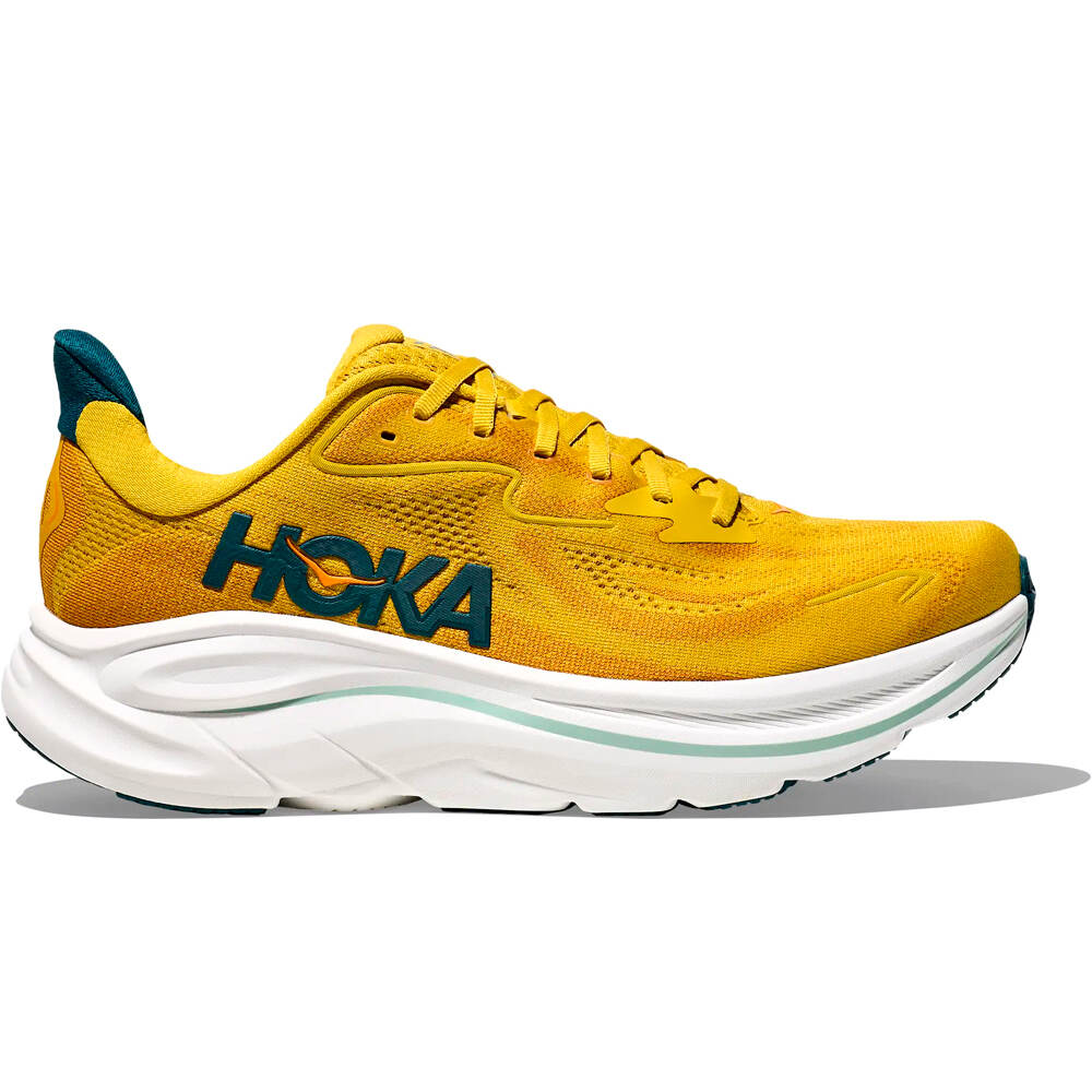 Hoka zapatilla running hombre CLIFTON 10 AMARILLO lateral exterior
