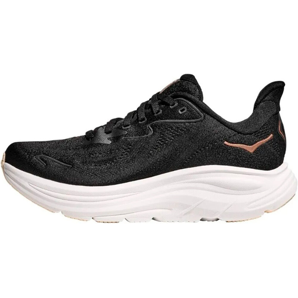 Hoka zapatilla running mujer CLIFTON 10 NEGRO lateral interior